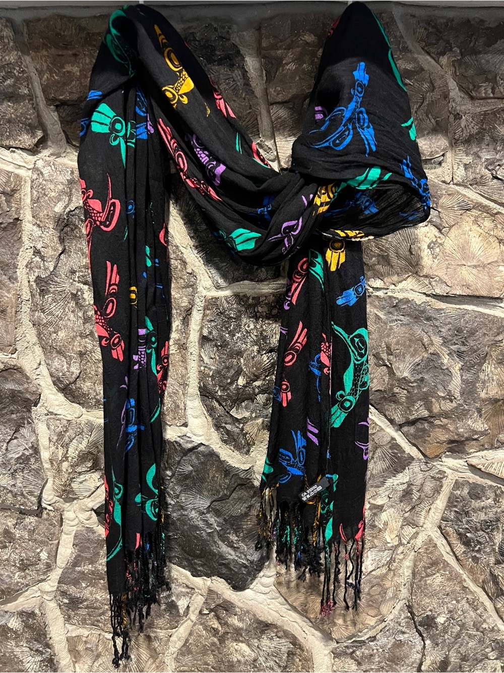 NATIVE NORTHWEST • Hummingbird Indigenous Art Scarf Shawl Wrap 100% Viscos